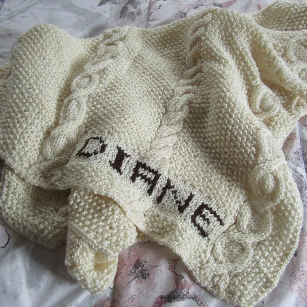 Handmade Knit Crocheted DIANE Throw Personalized